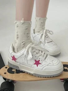 Giày đế dày đế tròn nhẹ phong cách Hàn Quốc cho nữ, giày thể thao cổ thấp thường ngày mới 2025, trang phục đi làm phù hợp - trắng - Xem 1