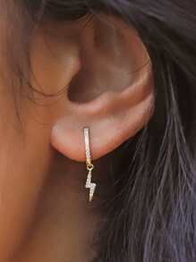 1入組精美方晶鋯石閃電耳環適合女士適合派對 - 閃電 - 查看 1