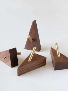 1入組木質香調三角形掛壁式鉤 - 咖啡棕 - 查看 4