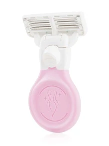 便攜式迷你刮胡刀套裝,1入組安全剃刀和1入組3層刀片和1入組收納盒適合女士 - 粉色 - 查看 11