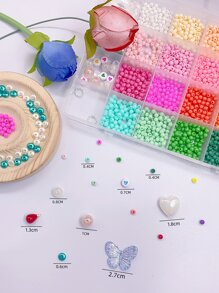 1 caja refrescante color mixto diminuto rosario Kit DIY para Pulsera , Collar , con trenzado , con recto agujero - Multicolor - Ver 3