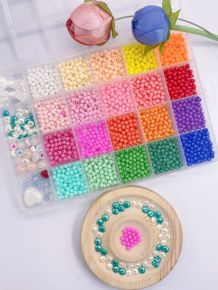 1box Refreshing Mix Color Tiny Beads Diy Kit For Bracelet, Necklace, Stringing And Braided, With Straight Hole - Multicolor - View 1