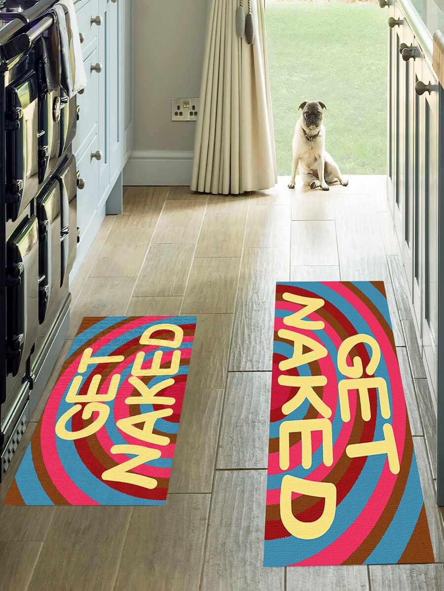 1 件設計廚房/浴室地墊,可愛防滑吸水地毯,字母浴室/廚房墊,異想天開的家居裝飾 - 黃色 - 查看 1