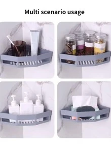 1 chiếc kệ góc bằng nhựa PP không cần khoan, màu trắng, gắn tường dùng cho phòng tắm và phụ kiện phòng tắm. - trắng - Xem 8
