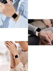 1 pièce Bracelet de montre Apple, bracelet de montre Apple élégant et à la mode abricot pour femmes avec boucle argentée, compatible avec les tailles de montre Apple de 38 mm/40 mm/41 mm/42 mm/44 mm/45 mm/49 mm. Compatible avec les bracelets de montre Apple Ultra 1/2/Se/9/8/7/6/5/4/3/2/1, accessoires de montre Apple