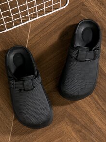 女士搭扣帶一腳蹬屋穆勒鞋 - 黑色 - 查看 4