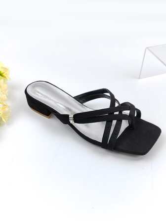 Casual Beach Sandals Women's Flat Sandals With Rhinestone Buckle, Open Toe, Large Size, Summer