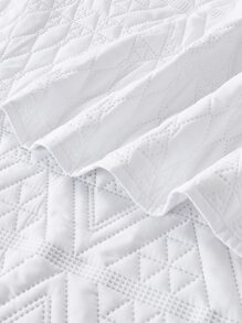 3pcs White Diamond Pattern Bedding Set Including 1 Bedspread And 2 Pillow Covers, Simple Modern Style Polyester Stitching Jacquard Bedspread Set, Suitable For Bedroom Home - White - View 8