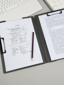 A4 Folder, Vertical And Horizontal Clamp, For Filing And Organizing Documents, Making Notes, And Protecting Contracts And Receipts - Grey - View 3