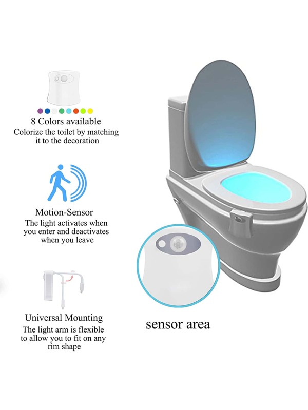 Toilet Night Light 2Pack by Ailun Motion Sensor Activated LED, 8 Colors