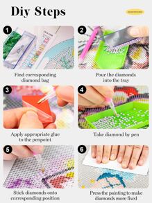 1入組抽象插圖藝術圖案DIY鑽石畫,無框充分鑽頭牆面裝飾,合適對於初學者 - 彩色 - 查看 6