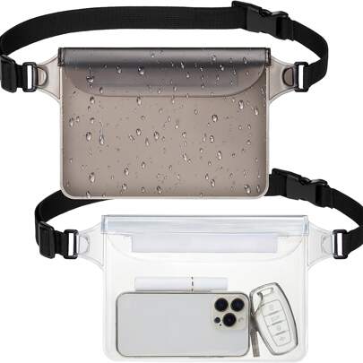 Waterproof Phone Pouch With Waist Belt, Beach Dry Bag, Perfect For Surfing, Kayaking, Fishing, Swimming, Boating, Rafting And Beach. Pvc Crossbody Bag - Grey