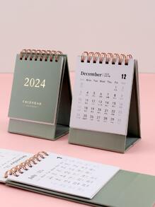 1個 2024迷你可愛桌面日曆 卡通創意備忘錄禮品日曆 學用品 - 綠色 - 查看 3