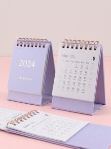 1件 2024迷你可愛桌面日曆 卡通辦公桌配件 備忘錄本 禮品 學用品 - 紫色 - 查看 3