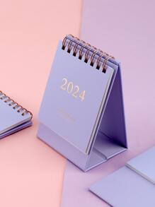 1件 2024迷你可愛桌面日曆 卡通辦公桌配件 備忘錄本 禮品 學用品 - 紫色 - 查看 4