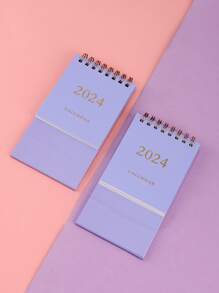 1件 2024迷你可愛桌面日曆 卡通辦公桌配件 備忘錄本 禮品 學用品 - 紫色 - 查看 5