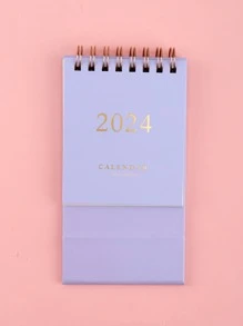 1件 2024迷你可愛桌面日曆 卡通辦公桌配件 備忘錄本 禮品 學用品 - 紫色 - 查看 6