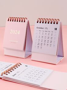 1入組2024微型可愛檯曆卡通書桌創意備忘錄記事本適用於禮品 - 粉色 - 查看 3