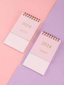 1入組2024微型可愛檯曆卡通書桌創意備忘錄記事本適用於禮品 - 粉色 - 查看 5