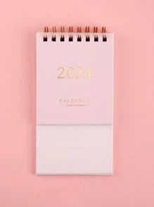 1入組2024微型可愛檯曆卡通書桌創意備忘錄記事本適用於禮品 - 粉色 - 查看 6