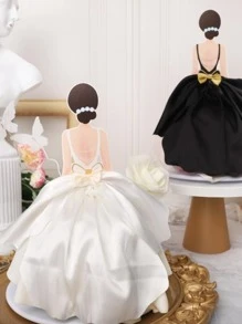 1 pieza trasero de malla Falda Decoración de pastel para fiesta boda Decoración de pasteles - Blanco - Ver 3