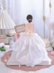 1 pieza trasero de malla Falda Decoración de pastel para fiesta boda Decoración de pasteles - Blanco - Ver 1