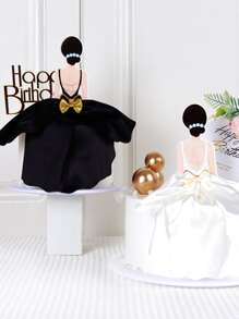 1 pieza trasero de malla Falda Decoración de pastel para fiesta boda Decoración de pasteles - Blanco - Ver 2