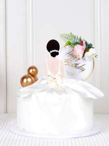 1 pieza trasero de malla Falda Decoración de pastel para fiesta boda Decoración de pasteles - Blanco - Ver 7