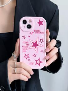 1个星形印花粉色米色保护壳，兼容苹果17、17 Air、17 Pro、17 Pro Max、16 Pro Max、14/13、12、11 Pro Max、XS Max、X、XR、8、7、6S、Plus、Mini以及三星Galaxy A13 4G、S21 FE 5G、A15、A21S、A34、A12、A50、S21、A71，适合作为生日礼物，送给女朋友、男朋友或自己使用，防摔，国际版，非国内版。 - 彩色 - 查看 3