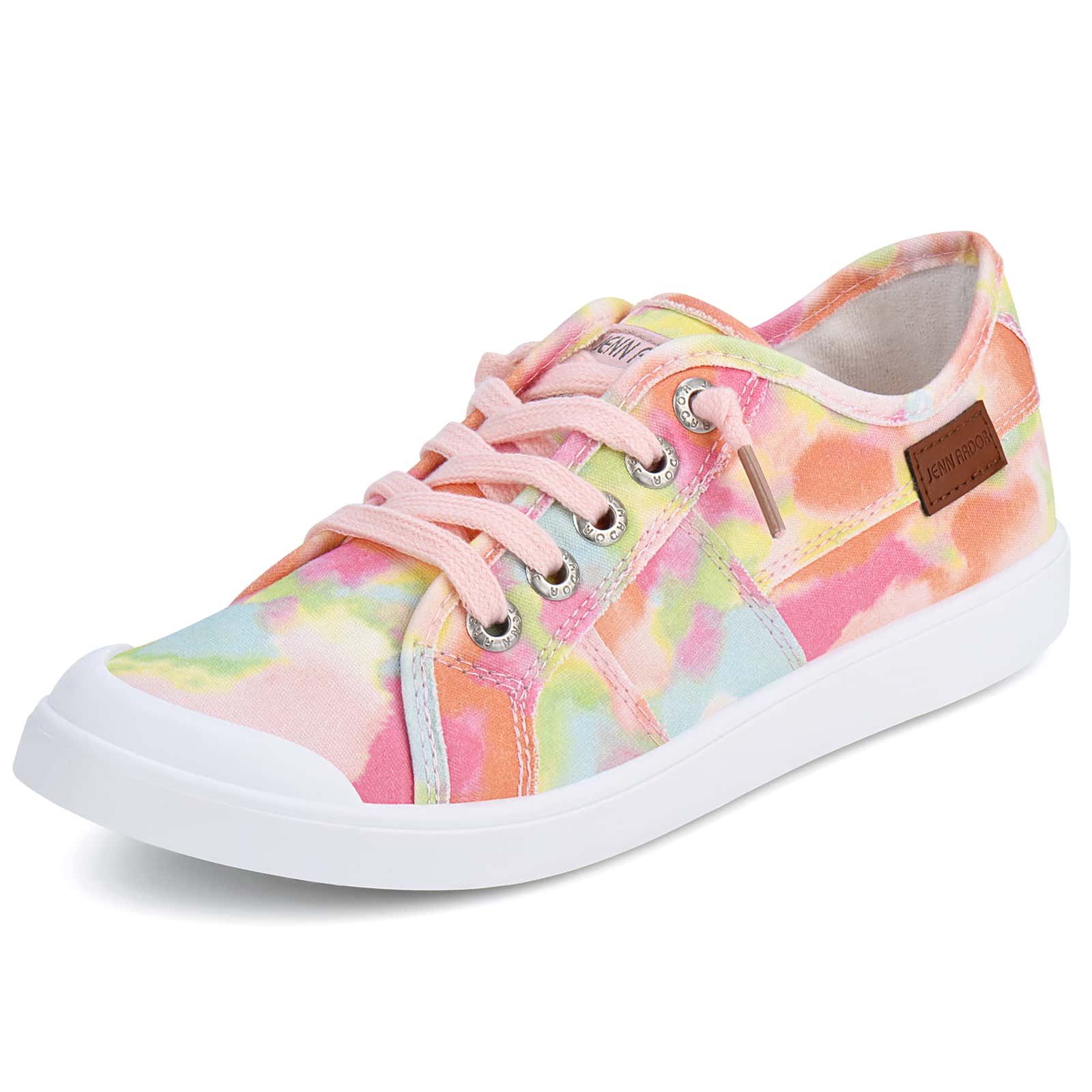 JENN ARDOR Women's Stylish Canvas Fashion Walking Sneakers Lightweight Slip On Shoes Casual Flats - 橙粉色 - 查看 1