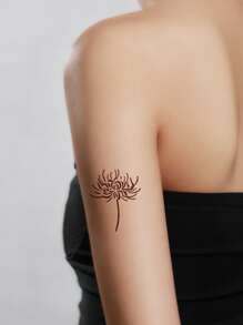 1 pieza Papel de transferencia de plantilla de tatuaje araña lirio patrón - Negro - Ver 2