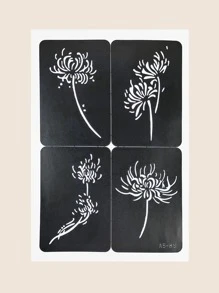 1 pieza Papel de transferencia de plantilla de tatuaje araña lirio patrón - Negro - Ver 4