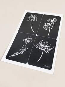 1 pieza Papel de transferencia de plantilla de tatuaje araña lirio patrón - Negro - Ver 5