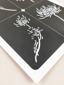 1 pieza Papel de transferencia de plantilla de tatuaje araña lirio patrón - Negro - Ver 6