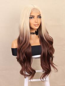 合成耐熱u型曲波縫附帶花翎度假旅遊實用面部修飾發型混合顏色波浪湧流選擇最高品質最佳選擇柔軟逼真初學者友好假髮 - 彩色 - 查看 4