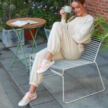 JENN ARDOR Women's Stylish Canvas Fashion Walking Sneakers Lightweight Slip On Shoes Casual Flats - 橙粉色 - 查看 5