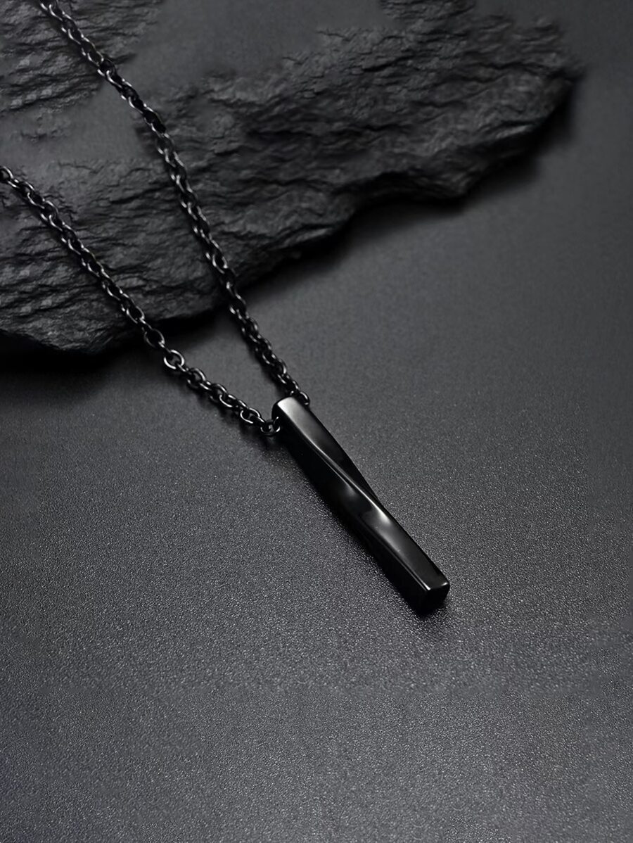 1 Miếng Retro Xoắn ốc Thẳng Dây chuyền chuỗi vòng cổ Dành Cho Nam Và Nữ Hip Hop Phụ kiện - màu đen - Xem 1