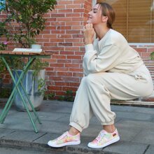 JENN ARDOR Women's Stylish Canvas Fashion Walking Sneakers Lightweight Slip On Shoes Casual Flats - 橙粉色 - 查看 6