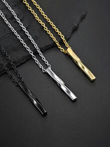 1 Miếng Retro Xoắn ốc Thẳng Dây chuyền chuỗi vòng cổ Dành Cho Nam Và Nữ Hip Hop Phụ kiện - màu đen - Xem 2