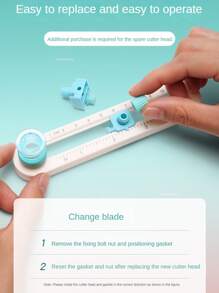 1 pieza Cuchillo de corte redondo ajustable 360°, Cortador circular DIY, Cortador para scrapbooking, Cortador de papel y tarjetas redondas para scrapbooking, Vuelta al colegio, Artículos de papelería - Blanco - Ver 8