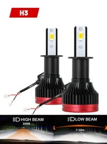 1pair H1/h3/h4/h7/h11/9005/9006 6000k Led Bulb With Decoder, Cooling Fan And No Error Warning For High/low Beam - Bronze - View 2