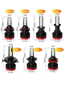 1pair H1/h3/h4/h7/h11/9005/9006 6000k Led Bulb With Decoder, Cooling Fan And No Error Warning For High/low Beam - Bronze - View 7