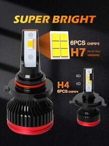 1pair H1/h3/h4/h7/h11/9005/9006 6000k Led Bulb With Decoder, Cooling Fan And No Error Warning For High/low Beam - Bronze - View 3