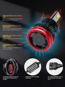 1pair H1/h3/h4/h7/h11/9005/9006 6000k Led Bulb With Decoder, Cooling Fan And No Error Warning For High/low Beam - Bronze - View 6