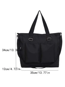 Túi đeo vai nữ cỡ lớn bằng nylon - Thiết kế đeo chéo có ngăn trước và khóa kéo, túi xách học sinh, nhiều ngăn, phù hợp cho đi biển, đi học, đi làm và sử dụng hàng ngày, vật dụng thiết yếu cho sinh viên đại học. - màu đen - Xem 7