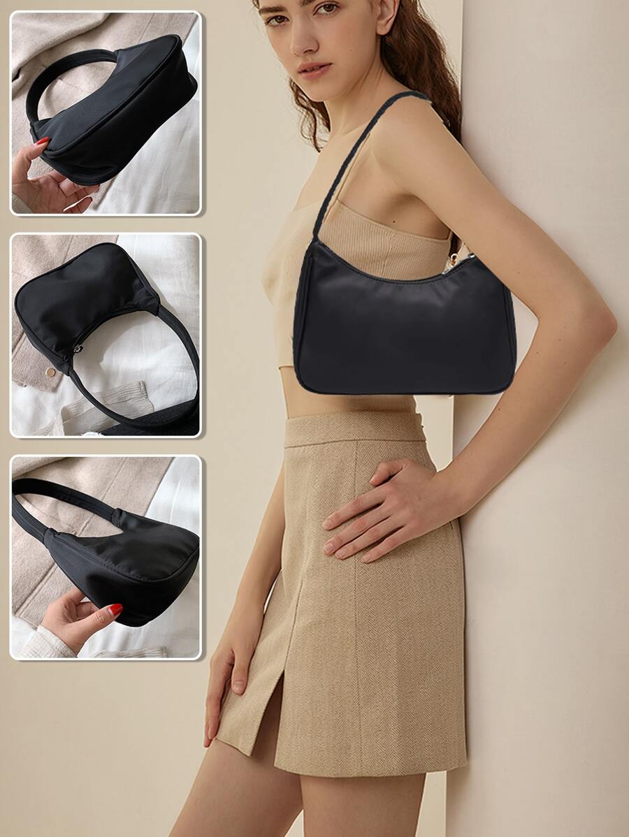 极简流浪包腋下包女单肩包简约百搭腋下包纯色法棍包极简法棍包单肩腋下小包女手提包