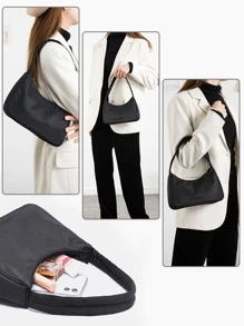 极简流浪包腋下包女单肩包简约百搭腋下包纯色法棍包极简法棍包单肩腋下小包女手提包