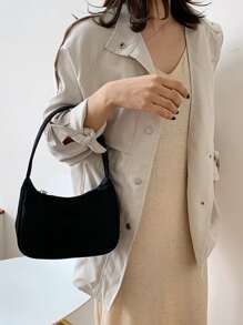极简流浪包腋下包女单肩包简约百搭腋下包纯色法棍包极简法棍包单肩腋下小包女手提包