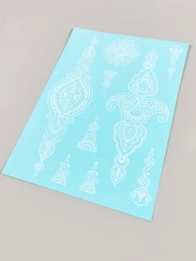 1pc White Flower Temporary Hand Tattoo Sticker - White - View 5