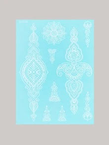 1pc White Flower Temporary Hand Tattoo Sticker - White - View 4